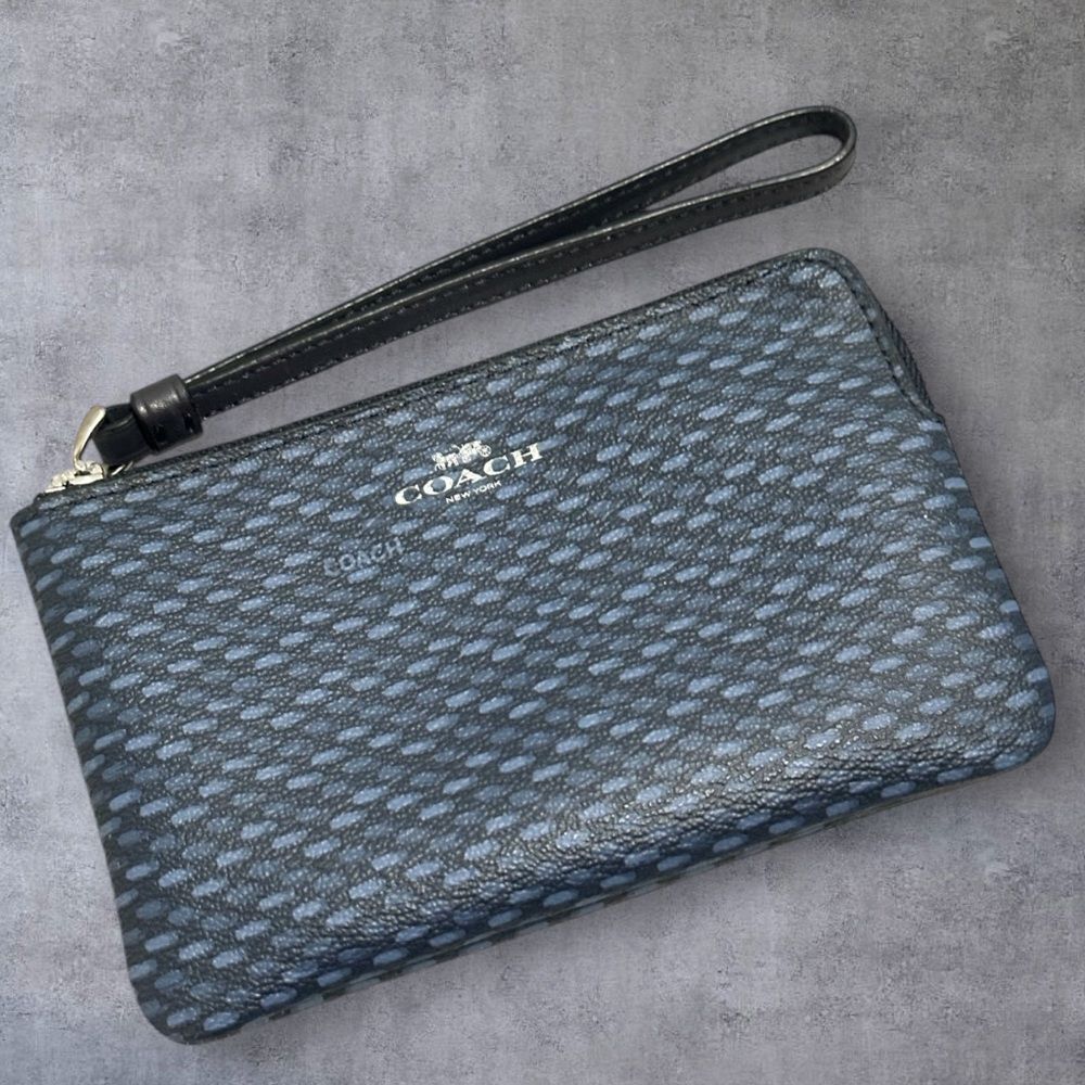 Coach Navy Patterned Wristlet